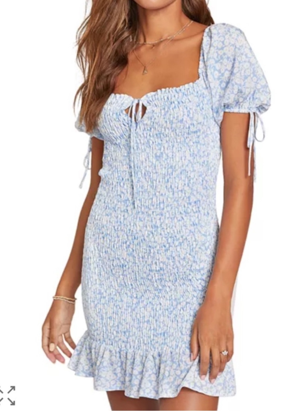 Lost + Wander Blue Floral Mini Dress
